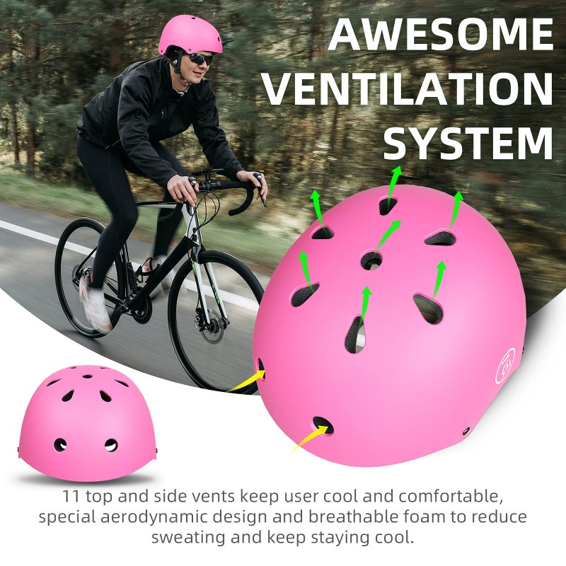 67i Bike Helmet for Adults & Kids 8-14 - Adjustable L (22.83â€-23.82â€) Lightweight Ventilated Cycling Helmets with 11 Vents (Pink) - Image 5